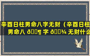 辛酉日柱男命八字无财（辛酉日柱男命八 🐶 字 🌾 无财什么意思）